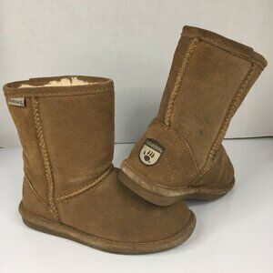 Bearpaw Fur Lined Eva Winter Boots Youth Size 1 S410Y Brown Suede Wool Sheepskin